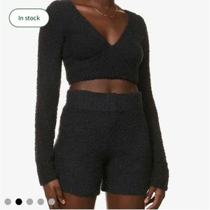 Skims Cozy Collection Wrap Around Top - Size S/M - Onyx (Black)